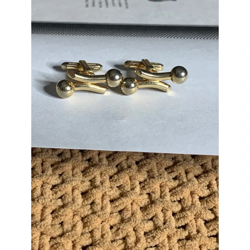 Gold Tone Ball‎ Cufflinks Classic Vintage Style Dress Shirt Accessories